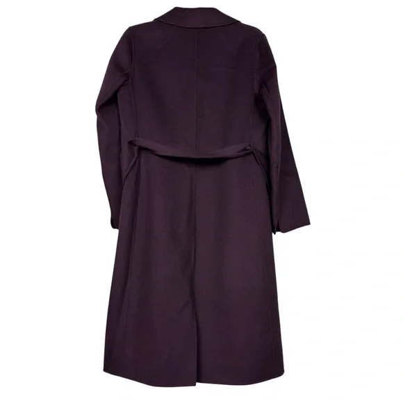 MaxMara ‘S Wool Eggplant Dark Purple Belted Wrap Long Coat - Picture 3 of 7